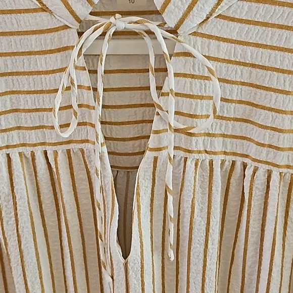 **Clearance** Calvin Klein striped, Tie-Neck Dress - Picture 3 of 9